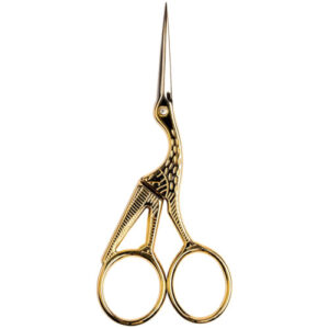 golden stork scissors that are used for embroidery projects