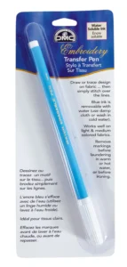 water soluble transfer pen used to transfer embroidery designs